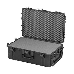 Panaro MAX750H280S black waterproof case open with grey cubed foam in the base and convoluted foam in the lid