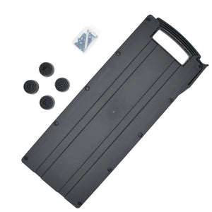 Panaro TROLLEY 620 kit: tall black rear panel with handle cut-out, round feet and a clear box of fixings