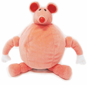 ABC Reading Eggs Marshmallow Mouse plush hand puppet, the soft toy critter matched to the letter M, shown as a product photo