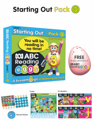 Front pack image for ABC Reading Eggs Starting Out Book Pack 3 showing the pack as presented by the publisher