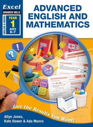 Front cover of the Excel Advanced Skills Advanced English and Mathematics Year 1 workbook published by Pascal Press