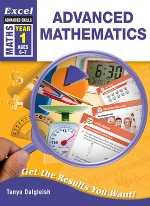 Front cover of the Excel Advanced Skills Advanced Mathematics Year 1 workbook by Tanya Dalgleish from Pascal Press, shown as the main product image