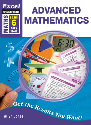 Front cover of the Excel Advanced Skills Advanced Mathematics Year 6 workbook by Allyn Jones from Pascal Press, shown as the main product image
