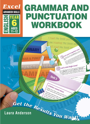 Front cover of Excel Advanced Skills Grammar and Punctuation Workbook Year 6, a Pascal Press Excel Advanced Skills paperback English workbook for primary students