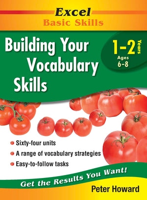 Front cover of the Excel Basic Skills Building Your Vocabulary Skills Years 1-2 workbook from Pascal Press, the main product image