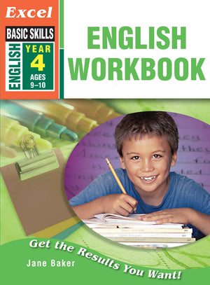 Front cover of the Excel Basic Skills English Workbook Year 4 workbook from Pascal Press, shown as the main product image