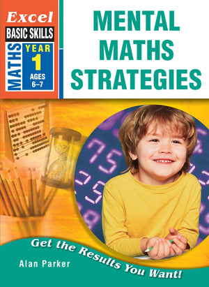Front cover of Excel Basic Skills Mental Maths Strategies Year 1 from Pascal Press, showing the Excel Basic Skills series branding and title