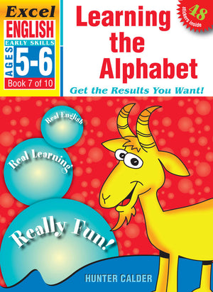 Front cover of Excel Early Skills English Book 7 Learning the Alphabet, a Pascal Press paperback activity book by the Excel brand