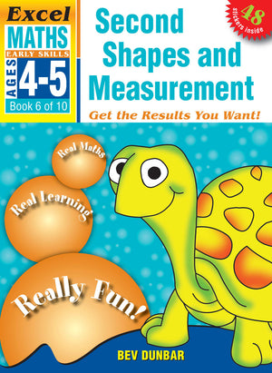Front cover of Excel Early Skills Maths Book 6 Second Shapes and Measurement, a Pascal Press paperback activity book by the Excel brand
