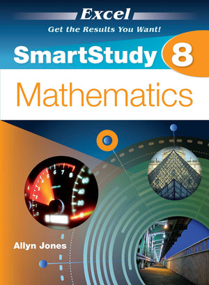 Front cover of the Excel SmartStudy Mathematics Year 8 workbook from Pascal Press, shown as the main product image