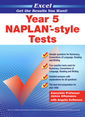 Front cover of the Excel Year 5 NAPLAN-style Tests workbook from Pascal Press
