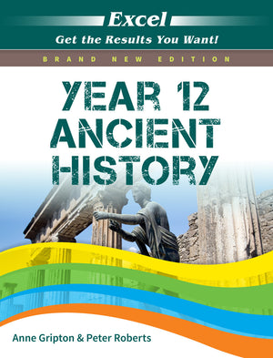 Front cover of the Excel Year 12 Ancient History Study Guide from Pascal Press, the main product image for this senior study guide