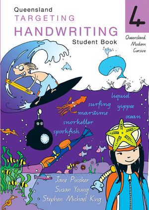 Front cover of the Targeting Handwriting QLD Year 4 Student Book by Pascal Press, a Queensland Modern Cursive handwriting workbook