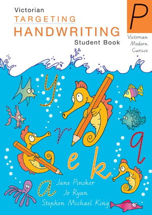 Front cover of the Targeting Handwriting VIC Prep Student Book by Pascal Press, a Victorian Modern Cursive workbook