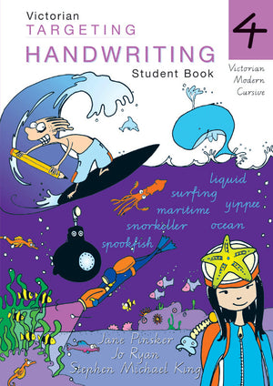 Front cover of the Targeting Handwriting VIC Year 4 Student Book by Pascal Press, a Victorian Modern Cursive workbook