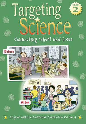 Front cover of the Targeting Science Year 2 science activity book from the Targeting series published by Pascal Press
