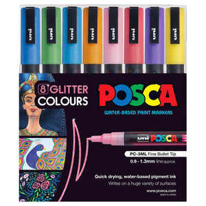 Posca PC-3M Glitter Paint Marker Fine Bullet Assorted Wallet of 8 - image 1