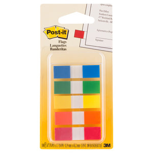 Post-it 683-5CF card with a dispenser of mini flags in blue, green, yellow, orange and red, base printed 100 flags 11.9 mm x 43.2 mm