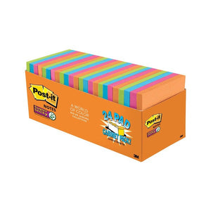 Post-it Super Sticky 654-24SSAU-CP orange cabinet pack printed 24 Pad Cabinet Pack, with rows of Rio de Janeiro pads standing in the carton