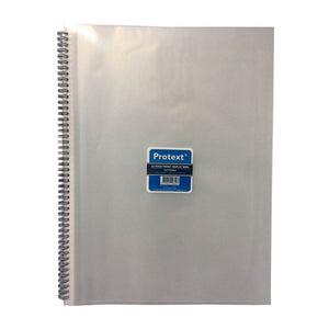 Protext A3 display book with a clear striped cover, silver twin wire binding and a blue label reading Wiro Bound + 30 Clear Pockets
