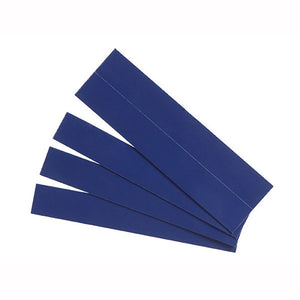 Several blue Quartet QTMBS6 magnetic strips fanned out on a white background. The photograph shows a handful of strips, not the full pack of 25.