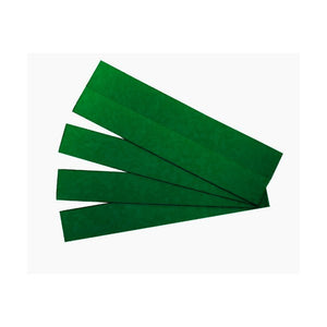 Green Quartet QTMGS6 magnetic strips fanned out on a pale grey and white background. Only a few strips appear, not the full pack of 25.