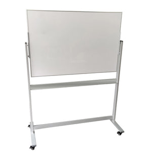 Quartet Penrite Slimline mobile range photograph: a white whiteboard held landscape between the uprights of a light grey stand, with a rail below the board and castors on the feet. The photograph is shared across sizes and is not a scaled image of the 1500 x 900mm board.