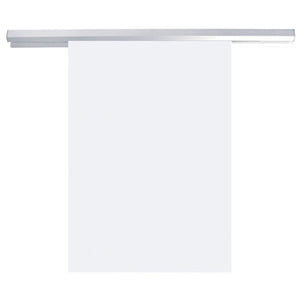 Quartet paper hanger, a silver aluminium rail with a plain white sheet hanging from it, on a white background