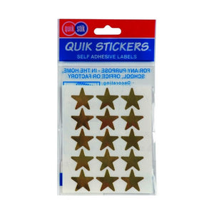 QuikStik Label Star 20mm Gold Hangsell pack of 60, gold star shaped labels with permanent adhesive for reward recognition, gift decoration and achievement marking in classrooms and offices