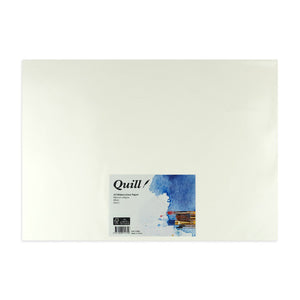 Quill Watercolour Paper Medium 200gsm A3, a white sheet lying flat with the blue and white Quill header card along its lower edge