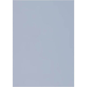 Single sheet of Rainbow Parchment Board in blue, a pale grey blue rectangle with a smooth even surface, photographed flat and upright against a white background