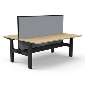Rapidline Boost Static Back to Back Workstation 1800 x 750mm with Screen and Cable Tray Natural Oak Black Satin - image 1