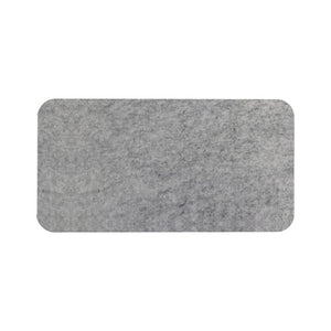Rapidline desk mounted polyester fibre screen 740mm wide in marble grey, flat front view showing the radial corners