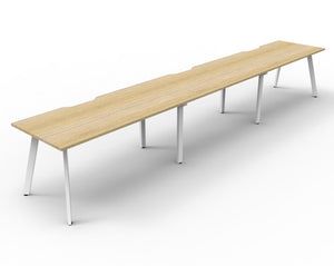 Rapidline Eternity Single Sided 3 Person Workstation 1500 x 750mm Natural Oak White Satin - image 1