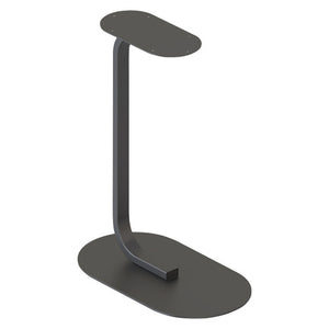 Rapidline Selene side table frame in black, curved upright rising from an oval disc base to a flat top plate