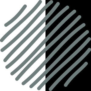 Hatched swatch of Sakura Gelly Roll Moonlight Green Gray gel ink drawn across a white and a black paper section