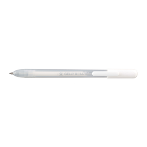 Sakura Gelly Roll Retractable 08 White gel pen side view with tip extended and white clip on the plunger end
