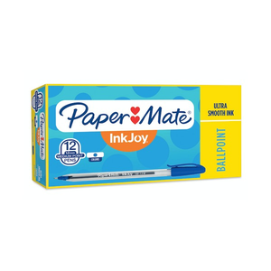 Paper Mate InkJoy box of 12 blue capped ballpoint pens, 1.0 mm medium point