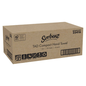 Sorbent Compact TAD Hand Towel 1 Ply 120 Sheets Carton of 20 - image 1