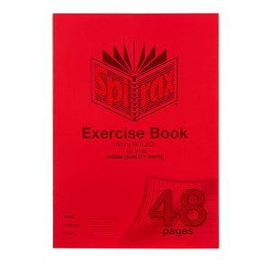 Spirax P100 A4 exercise book with a red polypropylene cover printed 8mm ruled, No. P100 and 70gsm quality paper, with 48 pages on the turned corner