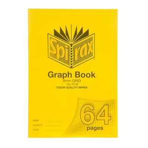 Spirax P136 A4 graph book in an amber yellow polypropylene cover printed 8mm grid, No. P136, 70gsm quality paper and 64 pages