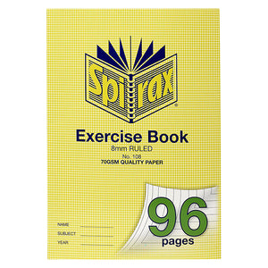 Front product image of the Spirax P138 A4 Graph Book displaying the yellow cover, 96 page capacity, 10mm graph ruling and trusted Spirax branding on a white background.