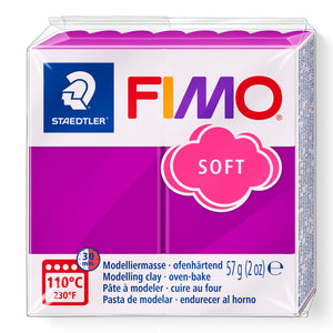 Staedtler FIMO soft 8020-61 purple in the current pack with pink cloud SOFT logo, rich magenta purple clay and 57 g (2 oz) weight