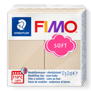 Staedtler FIMO soft 8020-70 sahara pack, current design with pink cloud SOFT logo, pale sand beige clay, 57 g (2 oz)
