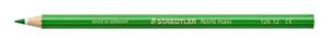 Staedtler studio image of a green Noris maxi learner pencil 126 12-5, barrel printed STAEDTLER Noris maxi, 126 12 and CE