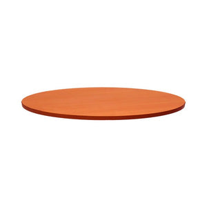 Rapidline round table top in Cherry, shown on its own at an angle against a plain white background