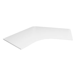 Rapidline 120 degree workstation top in Natural White, shown on its own at an angle against a plain white background