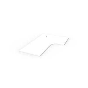 Rapidline corner workstation top in Natural White, shown on its own at an angle against a plain white background