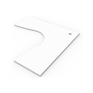 Rapidline corner workstation top in Natural White, shown on its own at an angle against a plain white background