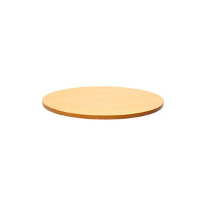 Rapidline round table top in Beech, shown on its own at an angle against a plain white background